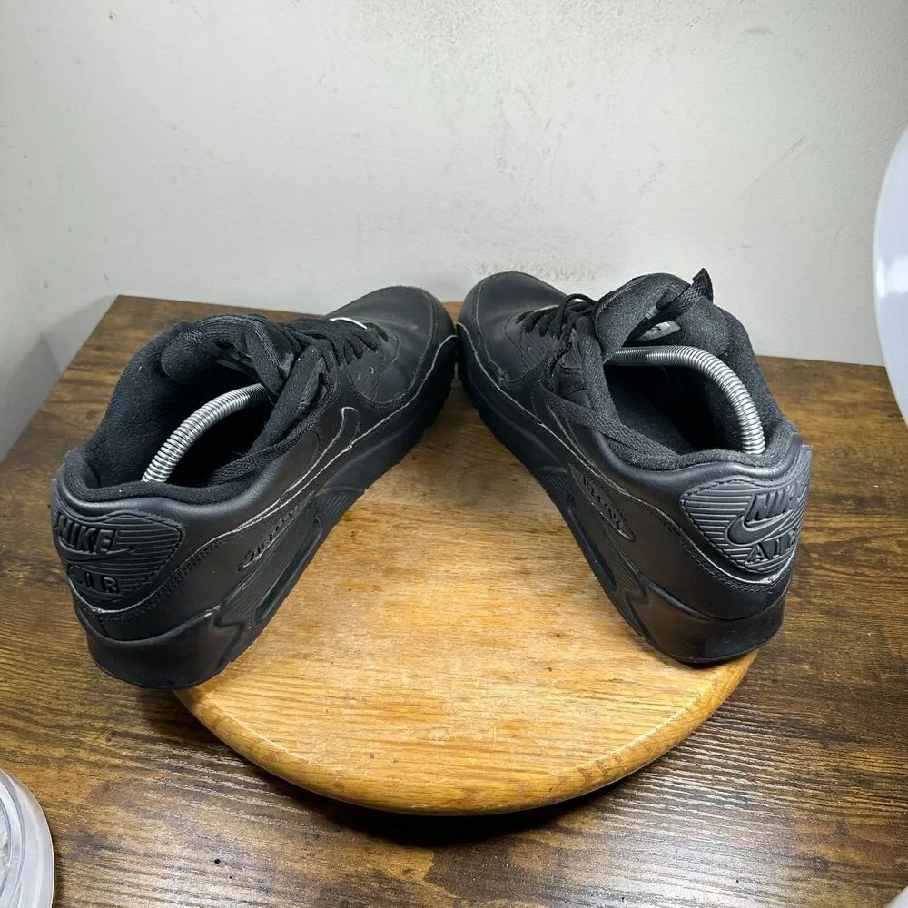 Nike Air Max 90 Leather Shoes Black Men's Size 10 Black Shoe 302519-001